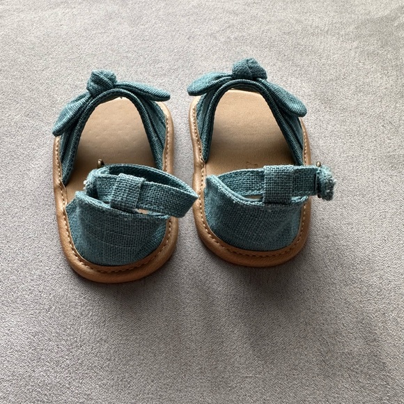 Linen style bow-tie sandals - 3-6Months - Blue - Picture 3 of 5